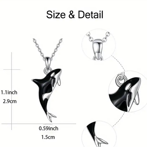 Silver Orca Pendant Necklace - Picture 2 of 4